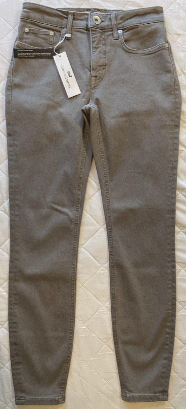 Vineyard Vines Jamie High-Rise Skinny Jeans Women's Size 25 Anchor Gray NEW